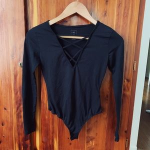 Black, Long-Sleeve Bodysuit